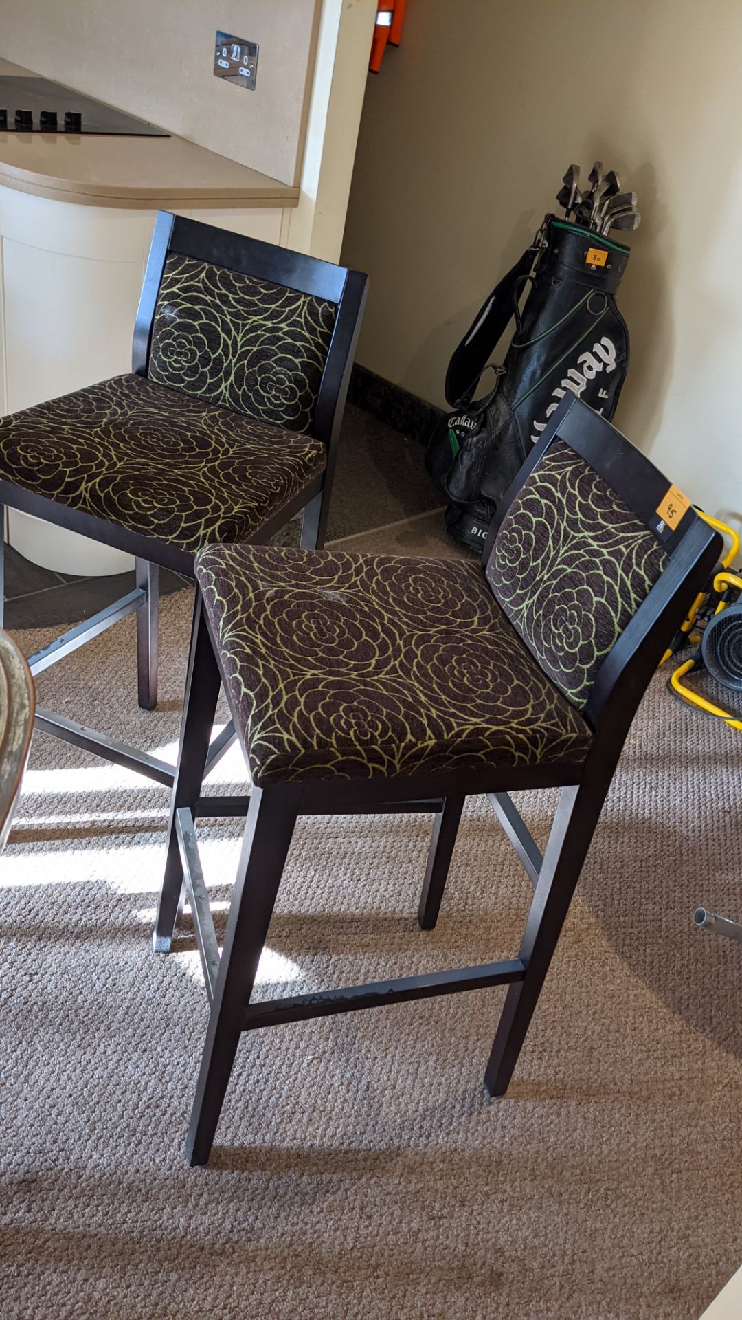 Pair of matching upholstered barstools