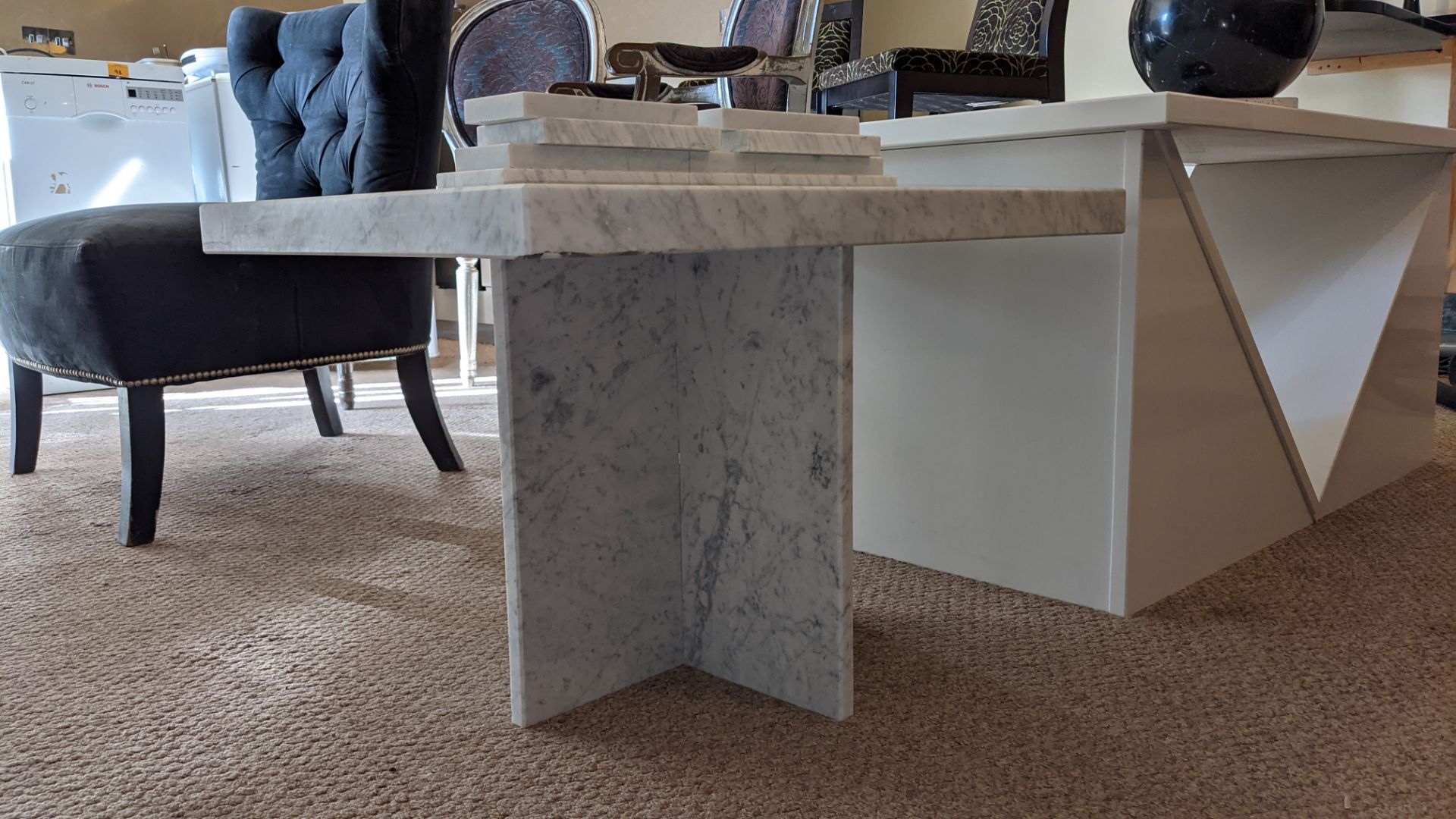 Small granite table with optional loose feet, tabletop measuring 700 x 500mm, height of table approx - Image 4 of 6