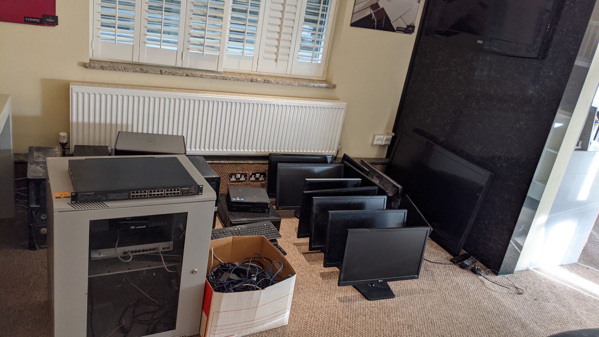 Quantity of IT equipment comprising router cabinet, approx. 10 desktop computers plus monitors, keyb - Image 4 of 21