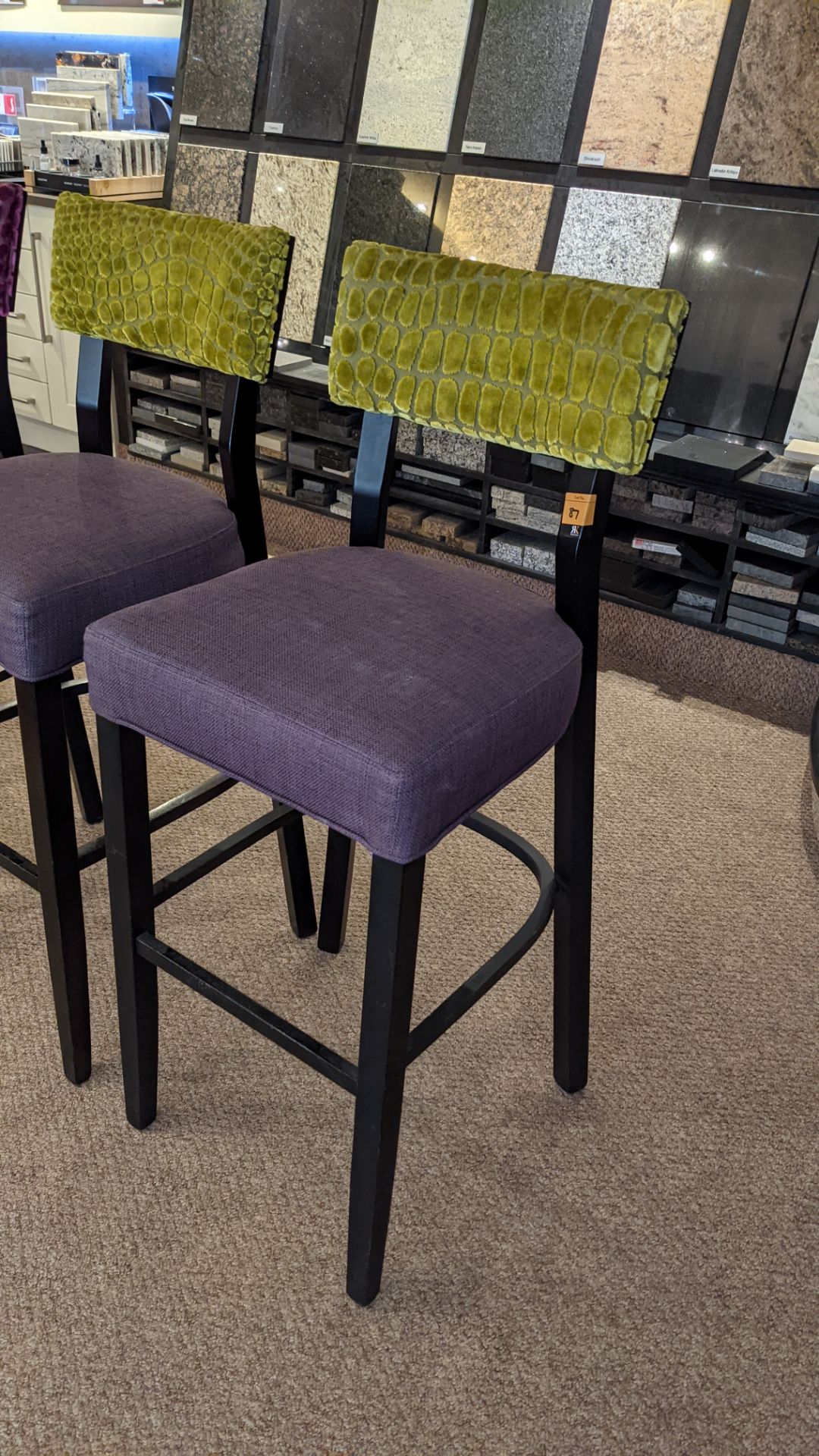 4 matching barstools in 2 different upholstered fabrics - Image 3 of 6