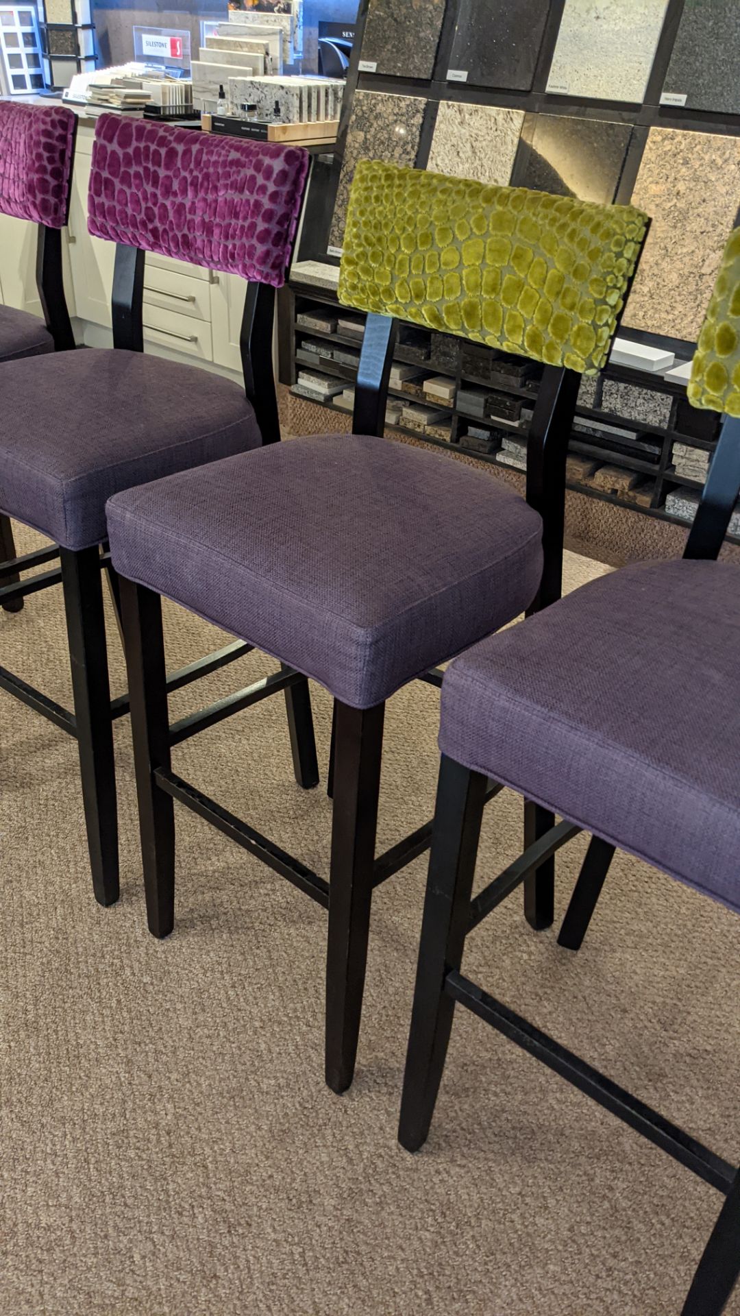 4 matching barstools in 2 different upholstered fabrics - Image 4 of 6