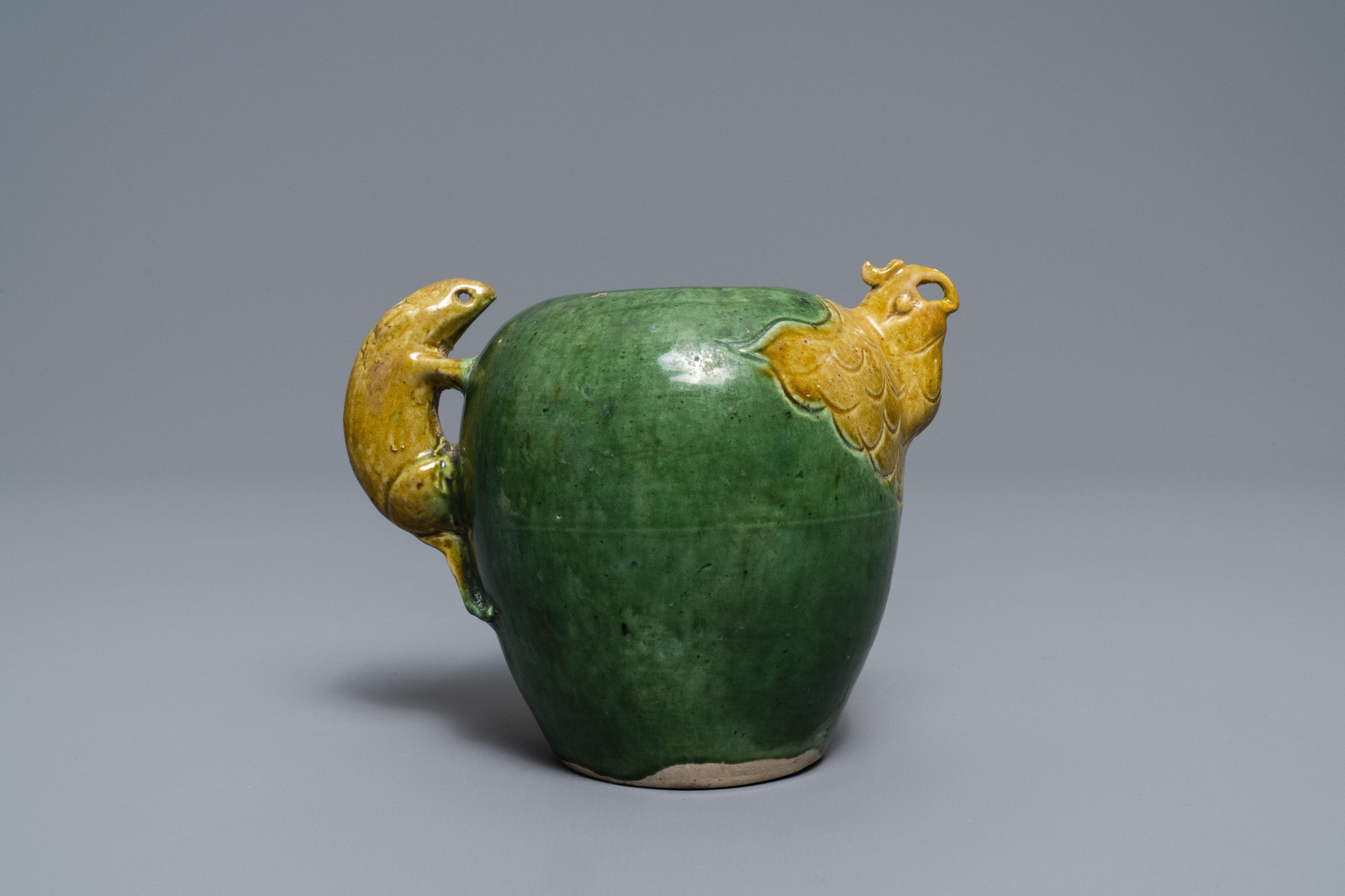 A Chinese verte biscuit 'phoenix' water dropper, Ming or Kangxi - Image 2 of 7