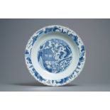 A Chinese blue and white dish with birds and squirrels, Jiajing