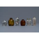 Six Chinese reverse-painted glass snuff bottles, 19/20th C.