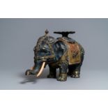 A large Japanese inlaid bronze model of an elephant, Japan, 19th C.