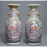 A pair of large Chinese famille rose court scene vases, 19th C.