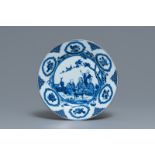 A Chinese blue and white dish after Cornelis Pronk: 'Doctor's visit', Qianlong