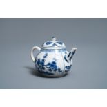 A Chinese blue and white 'prunus blossom' teapot, Kangxi