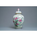 A large Chinese famille rose 'bird and flower' vase and cover, Yongzheng