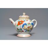 A Chinese famille rose 'Pompadour' teapot and cover, Qianlong