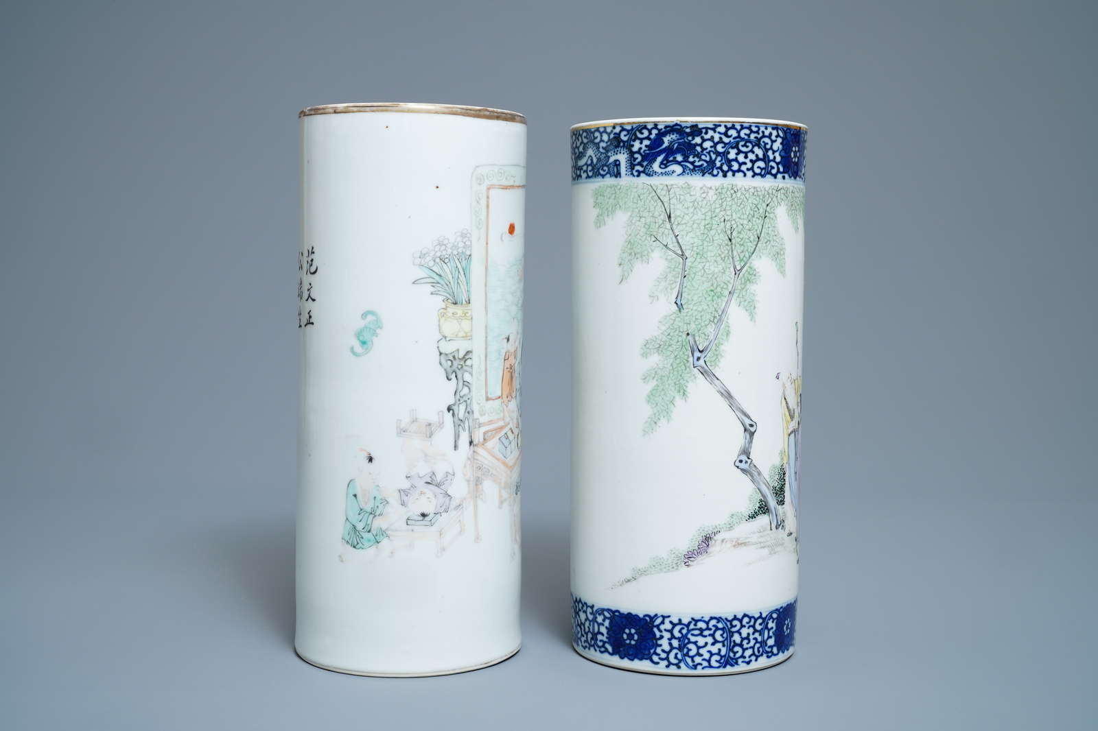 A varied collection of Chinese qianjiang cai, famille rose and blue and white porcelain, 19/20th C. - Image 4 of 20