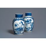 A pair of Chinese blue & white jars with floral design, Hatcher cargo shipwreck, Transitional period
