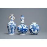 Three Chinese blue and white vases, Kangxi