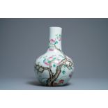 A Chinese famille rose 'peaches' vase, Qianlong mark, 19th C.