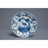 A Chinese blue and white 'egret' plate, Wanli