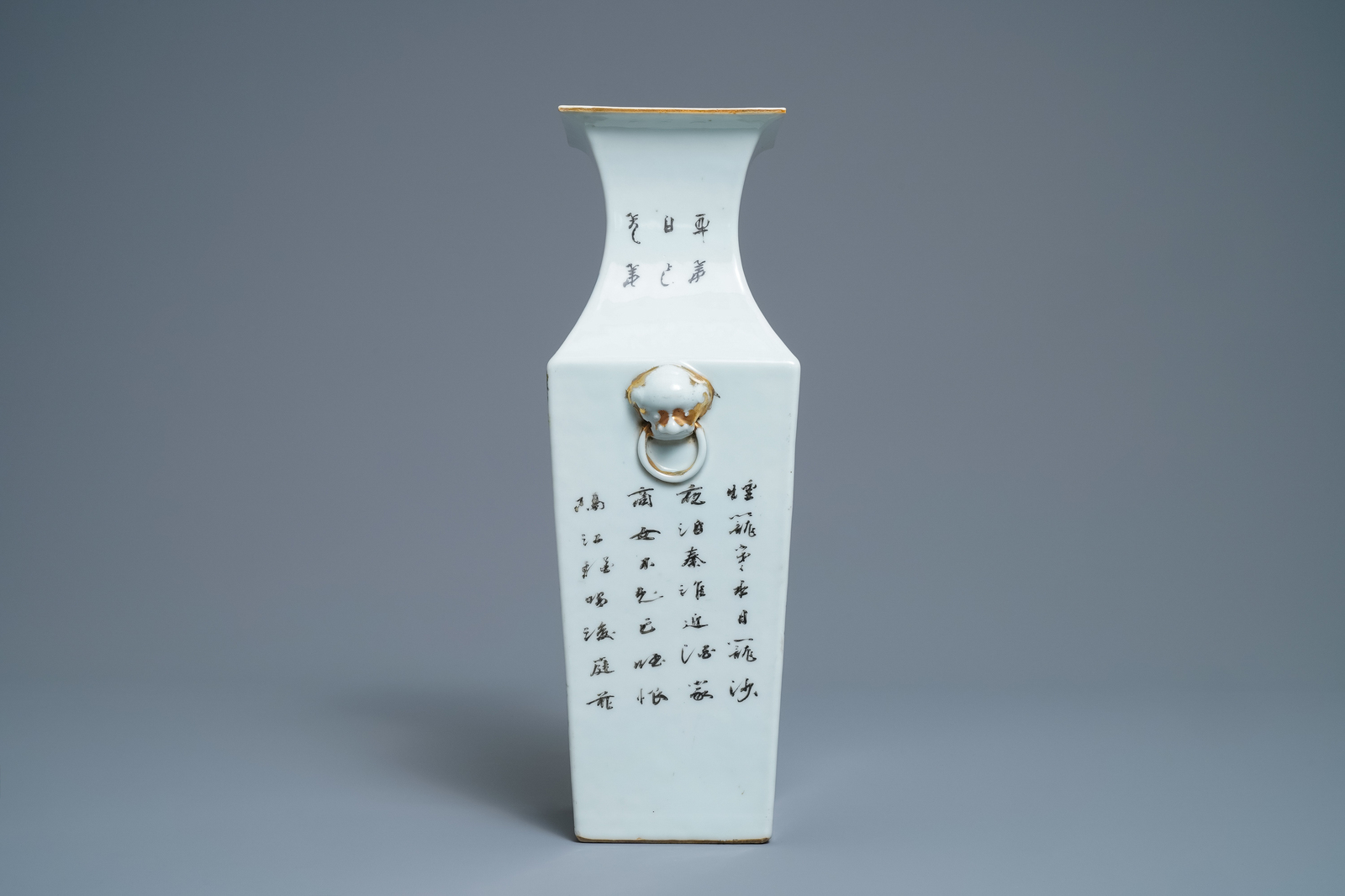 A square Chinese qianjiang cai vase with figures, 19/20th C. - Image 2 of 6