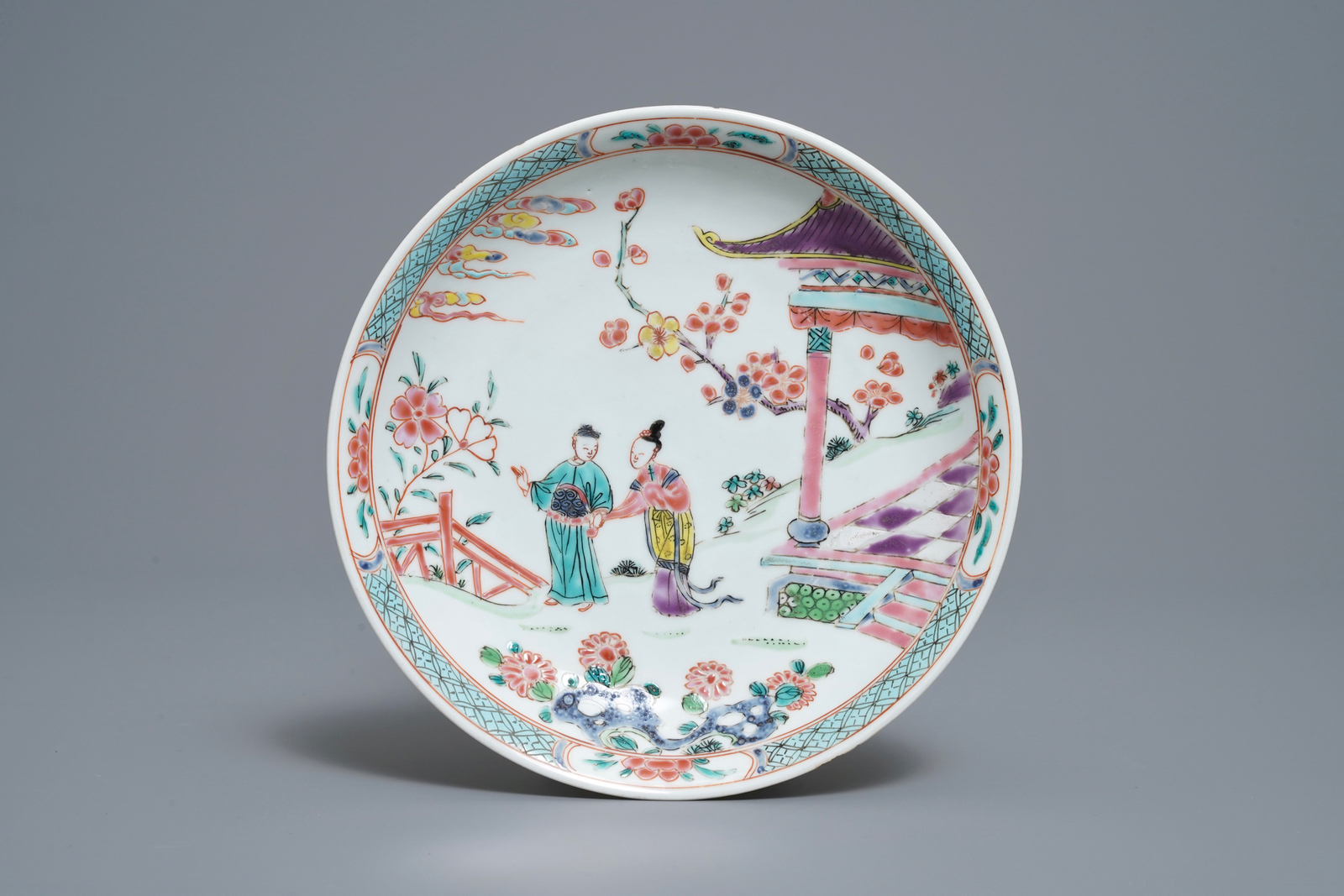 Two Chinese famille rose bowls and a plate, Yongzheng mark and of the period - Image 2 of 9