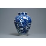 A Japanese blue and white octagonal Arita vase with birds among flowers, Edo, 17th C.