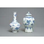 Two Chinese blue and white vases with floral design, Transitional period