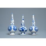 Three Chinese blue and white rosewater sprinklers for the Islamic market, Kangxi