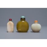 Three Chinese jade snuff bottles, 18/19th C.