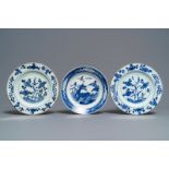 Three Chinese blue and white plates with Johanneum mark, ex-coll. August the Strong, Kangxi