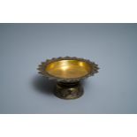 A Thai gilt and niello silver stem bowl, 19th C.