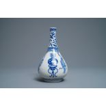 A Chinese blue and white bottle vase, Kangxi