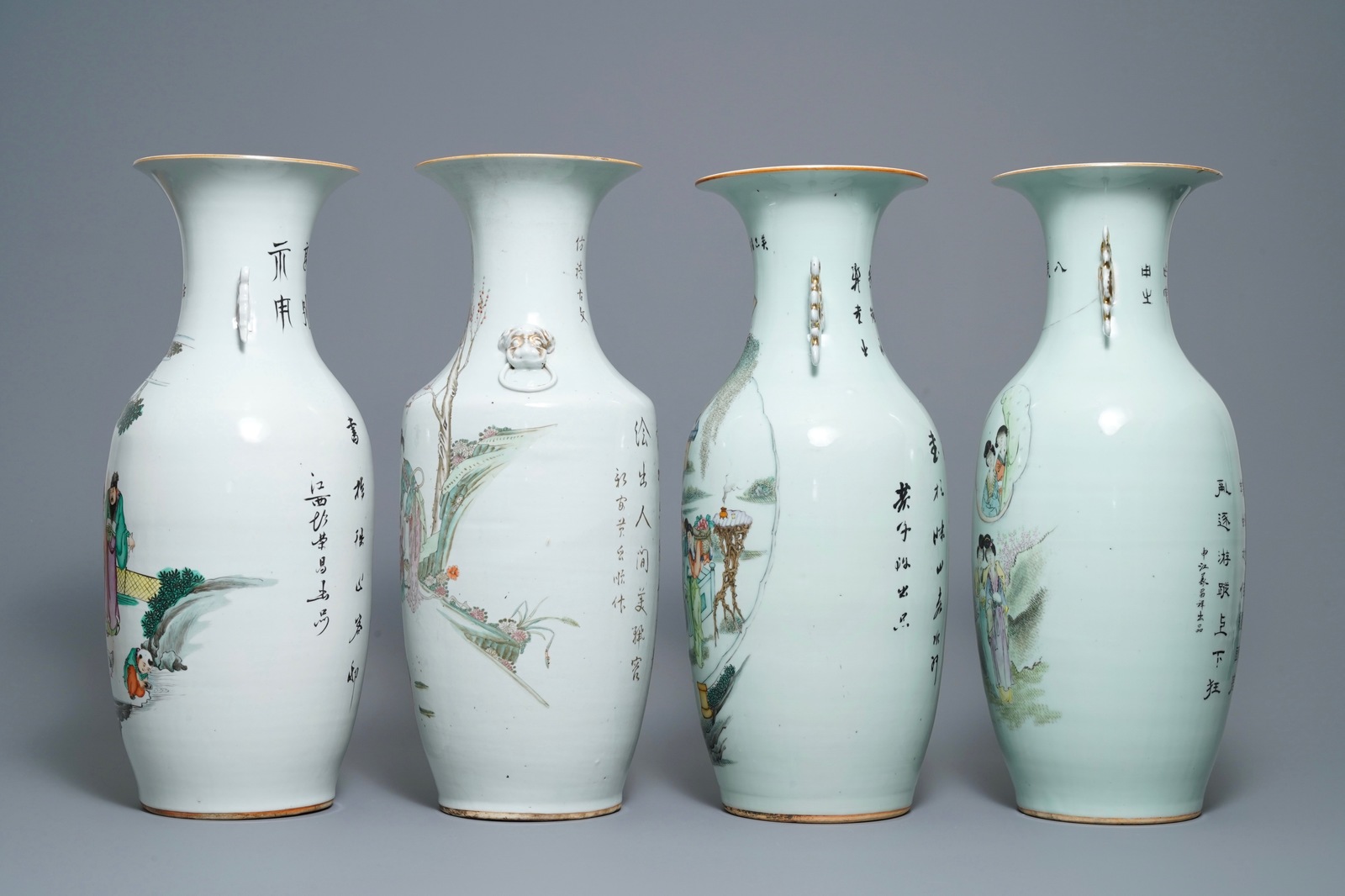 Four Chinese famille rose vases, 19/20th C. - Image 4 of 8