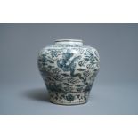 A Chinese blue and white 'sea dragon and flying horses' vase, Ming