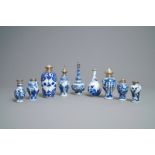 Nine Chinese blue and white silver-mounted vases, Kangxi