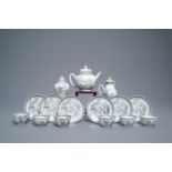 A Chinese grisaille 15-piece tea service with 'brothel' design, Yongzheng/Qianlong