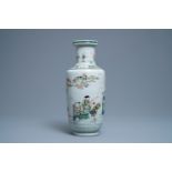 (NO ONLINE BIDDING) A Chinese famille verte rouleau 'immortals' vase,Kangxi