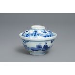 A Chinese blue and white bowl and cover, Yongzheng mark and of the period