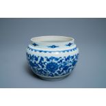 A Chinese blue and white 'lotus scroll' bowl, Kangxi