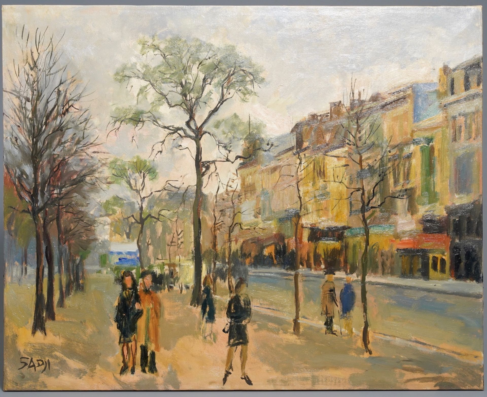 Sadji (Sha Qi, Sha Yinnian) (1914-2005): View on 'Avenue de la Toison d'or' in Brussels, oil/canvas