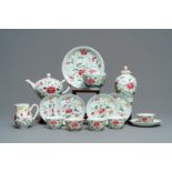 A Chinese famille rose 15-piece tea service with floral design, Qianlong
