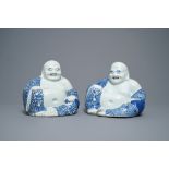 Two Chinese blue and white figures of Buddha, 19/20th C.