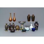 A large collection of Japanese cloisonné and studio pottery, Meiji/Showa, 19/20th C.