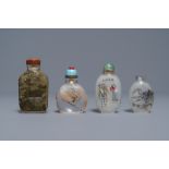 Four Chinese reverse-painted glass snuff bottles, 19/20th C.