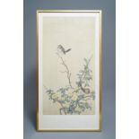 Chinese school, 19th C., ink and colour on silk: birds on blossoming branches