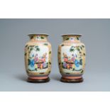 A pair of fine Chinese famille rose vases, Qianlong mark, Republic