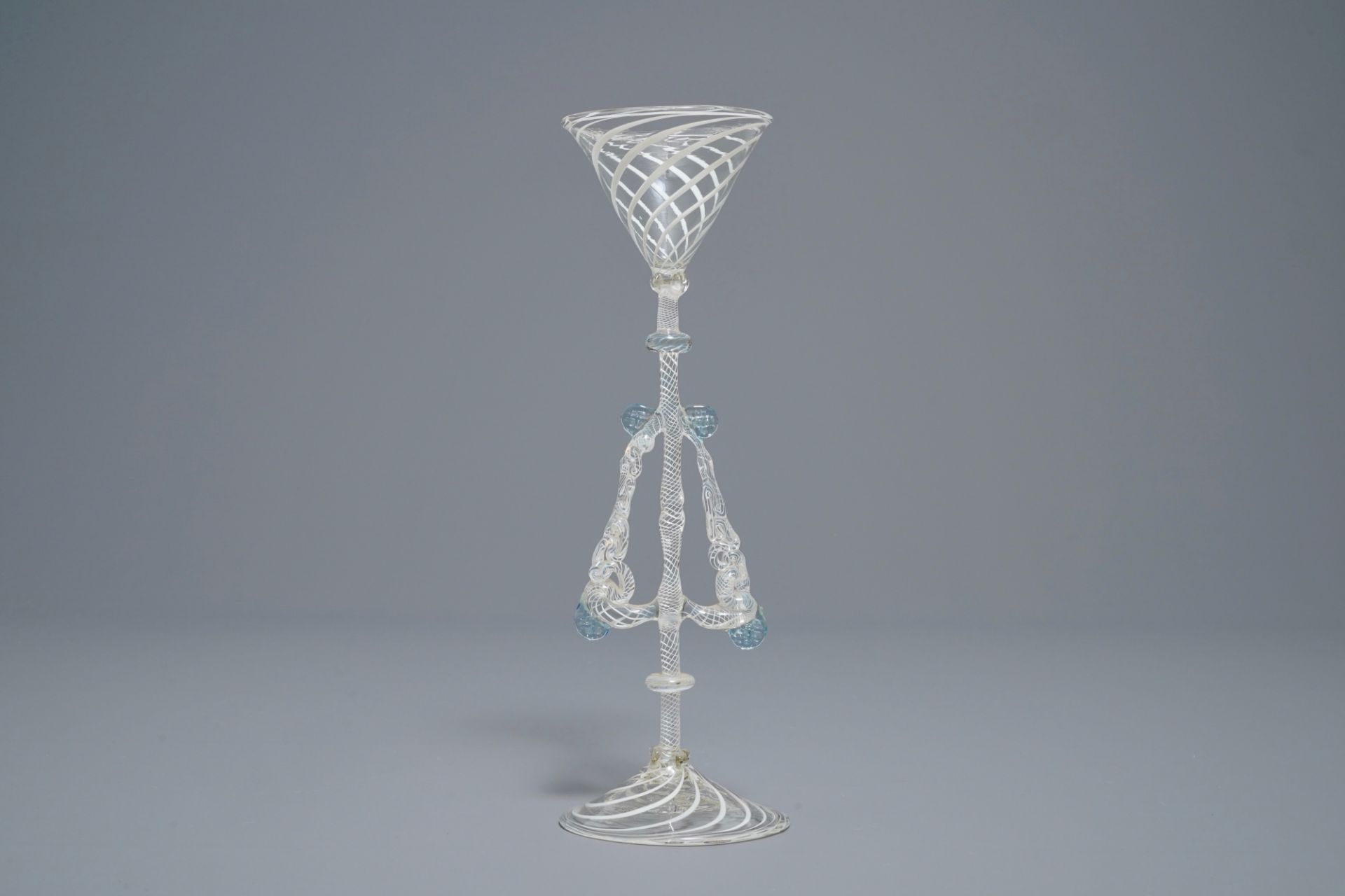 A façon de Venise winged wine glass, Italy or Holland, 18/19th C.