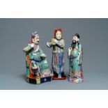 Three various Chinese famille rose figures, 19/20th C.