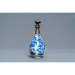 A Chinese blue and white silver-mounted vase, Kangxi
