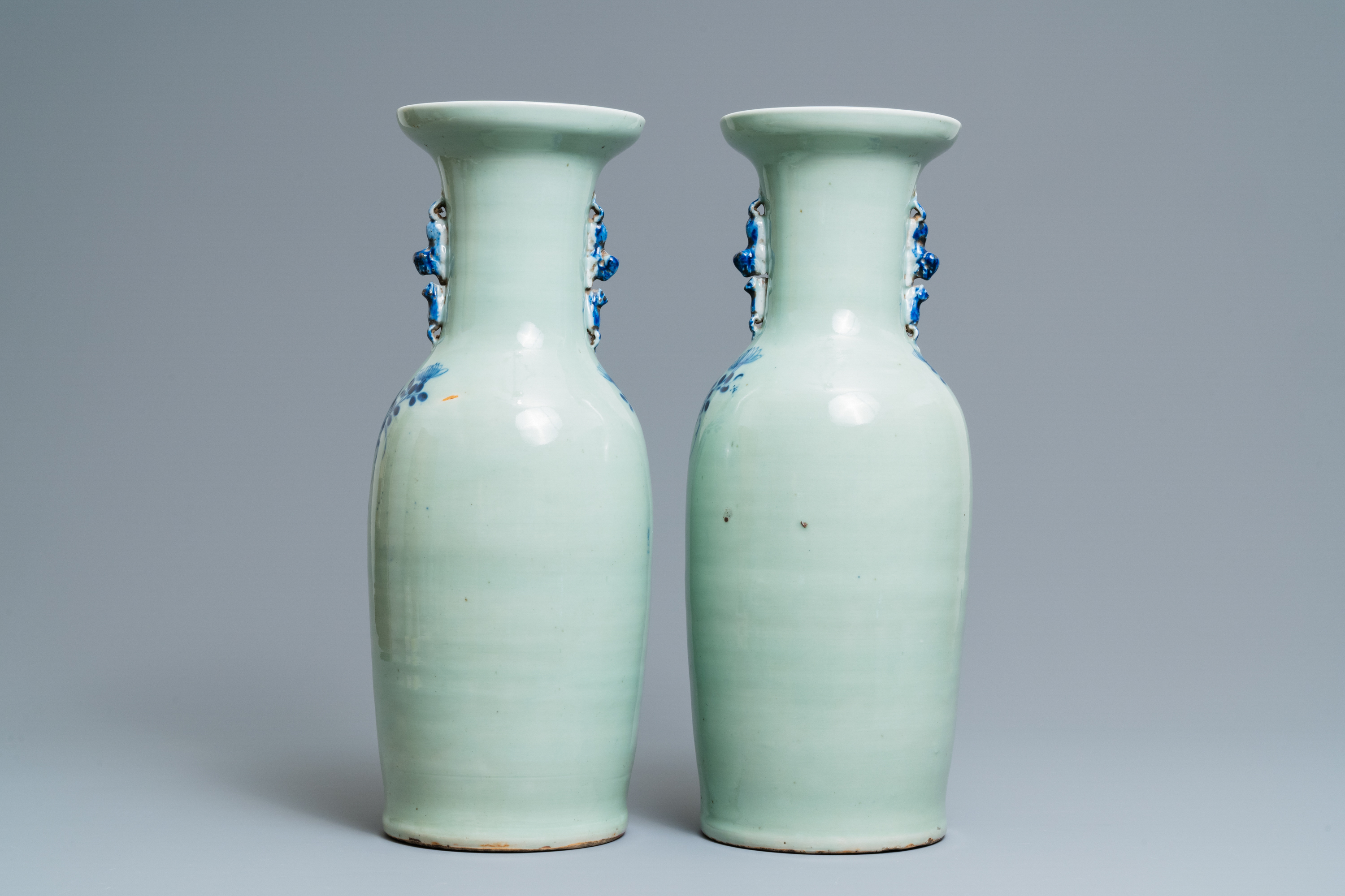 Four Chinese blue and white celadon-ground vases, 19th C. - Image 4 of 13