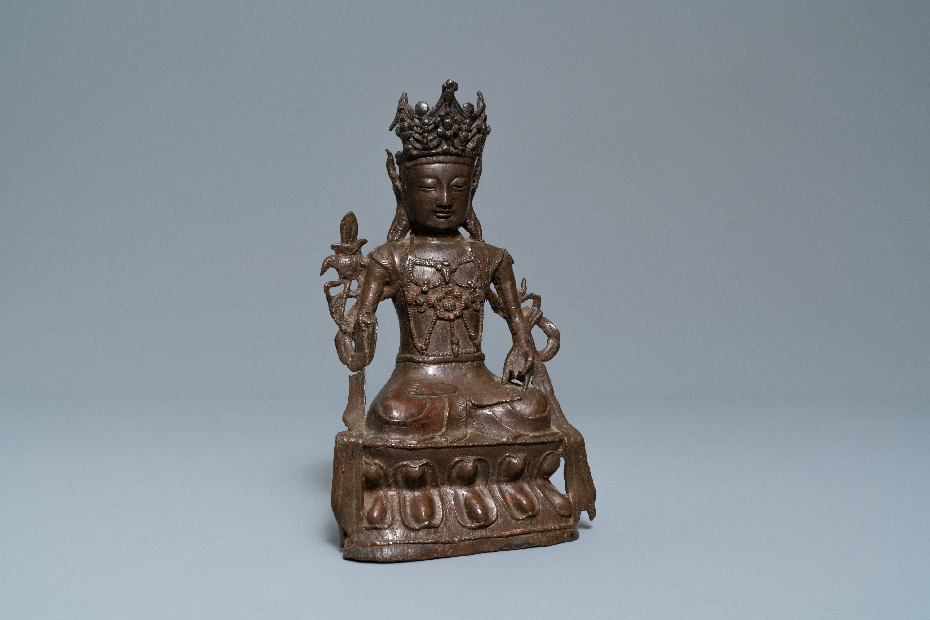 A Chinese bronze figure of Buddha, 18th C.