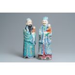 Two Chinese famille rose figures of immortals, 19/20th C.
