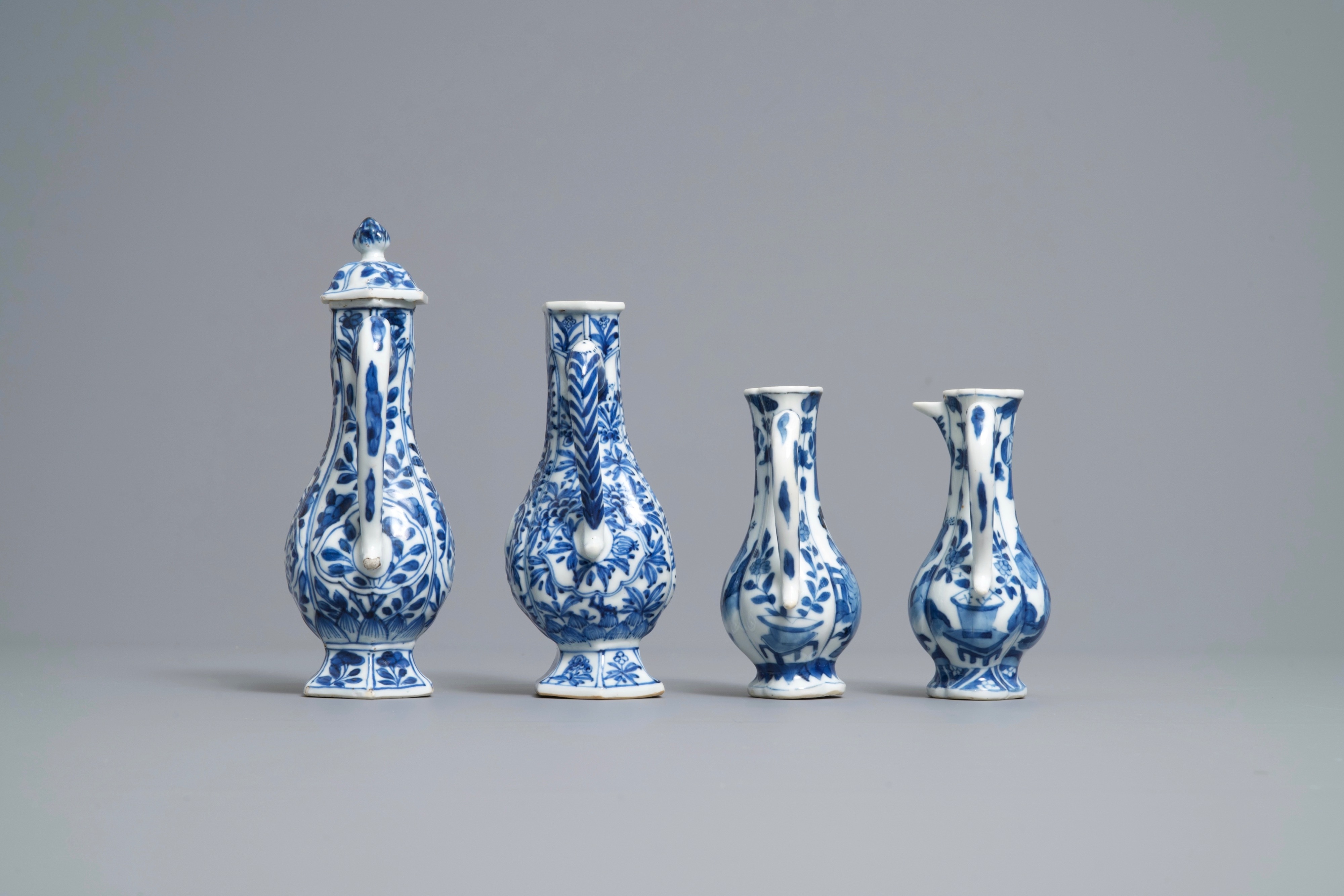 Four Chinese blue and white ewers, Kangxi - Image 5 of 7