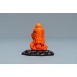 A Chinese carved red coral snuff bottle with a dragon, Republic